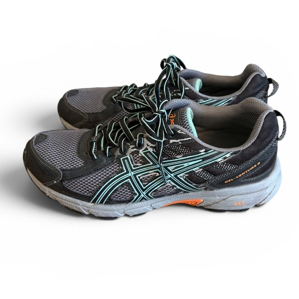 ASICS Gel-Venture 6 Womens Trail Running Shoes Grey Black Mint T7G6Q Size 9